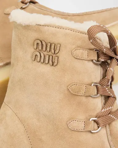 Miu Miu Suede Shearling-Lined Ankle Boots | Thumbnail 5 Miu Miu Suede Shearling-Lined Ankle Boots | Thumbnail 5