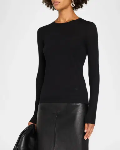 Neiman Marcus Superfine Cashmere Crewneck Sweater | Thumbnail 4 Neiman Marcus Superfine Cashmere Crewneck Sweater | Thumbnail 4