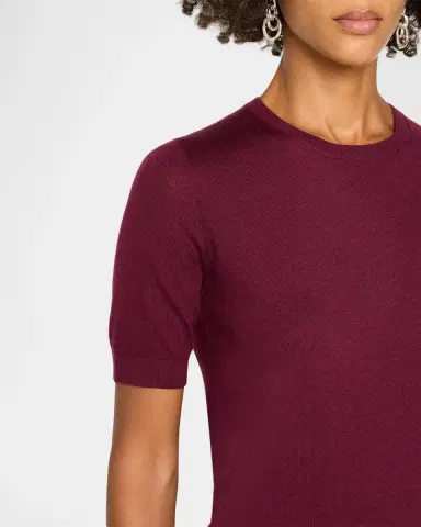 Neiman Marcus Superfine Cashmere Short-Sleeve Sweater | Thumbnail 5 Neiman Marcus Superfine Cashmere Short-Sleeve Sweater | Thumbnail 5