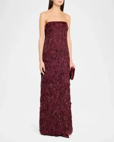 Simkhai Malvina Feather Strapless Gown | Thumbnail 4 Simkhai Malvina Feather Strapless Gown | Thumbnail 4