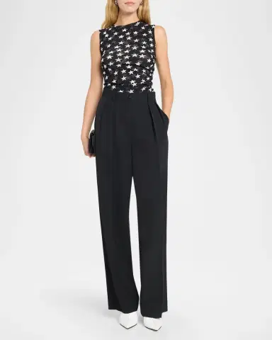 Stella McCartney Sleeveless Star-Print Ruched Mesh Top | Thumbnail 2 Stella McCartney Sleeveless Star-Print Ruched Mesh Top | Thumbnail 2