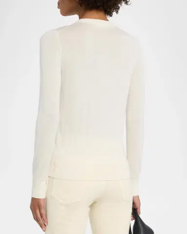 Neiman Marcus Superfine Cashmere Crewneck Cardigan | Thumbnail 3 Neiman Marcus Superfine Cashmere Crewneck Cardigan | Thumbnail 3