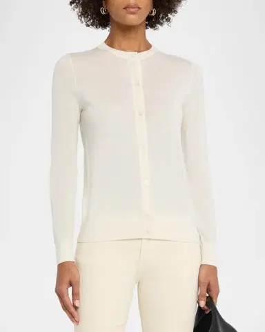 Neiman Marcus Superfine Cashmere Crewneck Cardigan | Thumbnail 4 Neiman Marcus Superfine Cashmere Crewneck Cardigan | Thumbnail 4