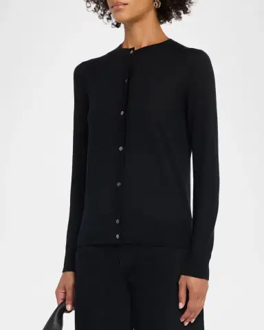 Neiman Marcus Superfine Cashmere Crewneck Cardigan | Thumbnail 4 Neiman Marcus Superfine Cashmere Crewneck Cardigan | Thumbnail 4