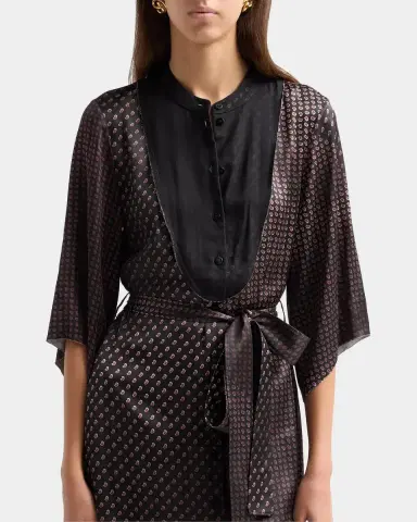 MM6 MAISON MARGIELA Belted Jacquard Silk Midi Dress | Thumbnail 5 MM6 MAISON MARGIELA Belted Jacquard Silk Midi Dress | Thumbnail 5