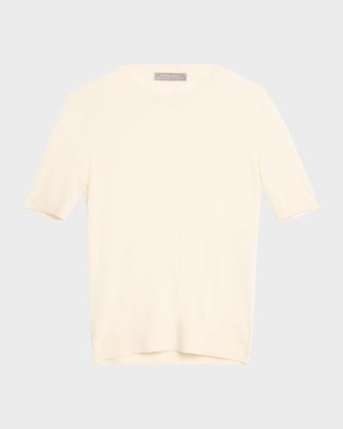 Neiman Marcus Superfine Cashmere Short-Sleeve Sweater | Thumbnail 1 Neiman Marcus Superfine Cashmere Short-Sleeve Sweater | Thumbnail 1