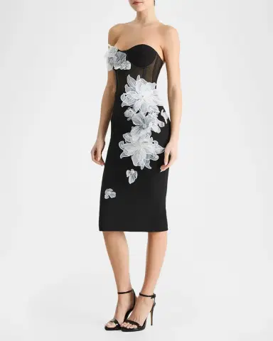 HELSI Rowan Strapless Floral Applique Bodycon Midi Dress | Thumbnail 4 HELSI Rowan Strapless Floral Applique Bodycon Midi Dress | Thumbnail 4