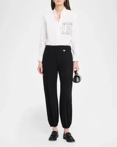 Burberry Lidian Wool Straight-Leg Crop Jogger Pants | Thumbnail 2 Burberry Lidian Wool Straight-Leg Crop Jogger Pants | Thumbnail 2