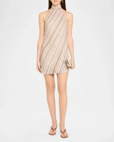 Missoni Sleeveless Metallic Diagonal Striped Mini Halter Dress | Thumbnail 2 Missoni Sleeveless Metallic Diagonal Striped Mini Halter Dress | Thumbnail 2
