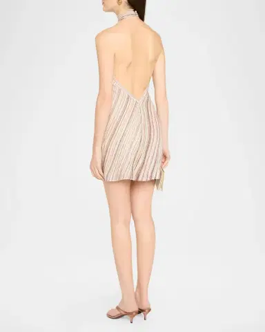 Missoni Sleeveless Metallic Diagonal Striped Mini Halter Dress | Thumbnail 3 Missoni Sleeveless Metallic Diagonal Striped Mini Halter Dress | Thumbnail 3