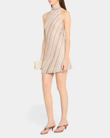 Missoni Sleeveless Metallic Diagonal Striped Mini Halter Dress | Thumbnail 4 Missoni Sleeveless Metallic Diagonal Striped Mini Halter Dress | Thumbnail 4