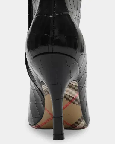 Burberry Dame 90MM Crocodile-Embossed-Leather Ankle Boots | Thumbnail 3 Burberry Dame 90MM Crocodile-Embossed-Leather Ankle Boots | Thumbnail 3