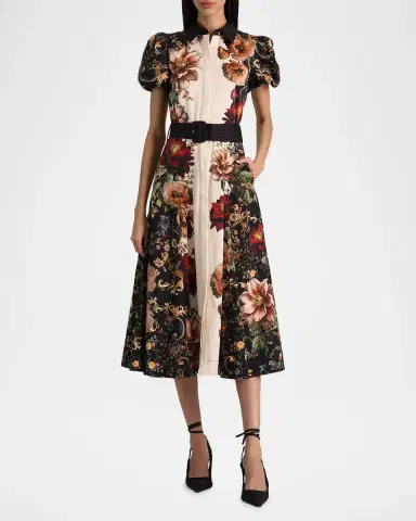 Alice + Olivia Henrietta Floral Belted Midi Dress | Thumbnail 2 Alice + Olivia Henrietta Floral Belted Midi Dress | Thumbnail 2