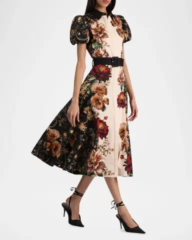 Alice + Olivia Henrietta Floral Belted Midi Dress | Thumbnail 4 Alice + Olivia Henrietta Floral Belted Midi Dress | Thumbnail 4
