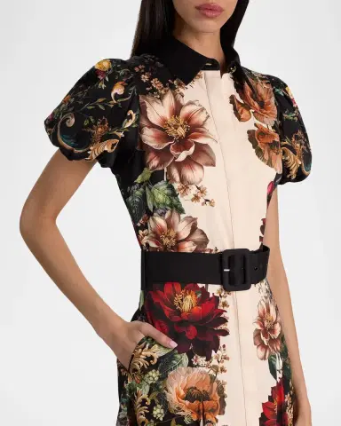 Alice + Olivia Henrietta Floral Belted Midi Dress | Thumbnail 5 Alice + Olivia Henrietta Floral Belted Midi Dress | Thumbnail 5