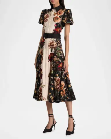 Alice + Olivia Henrietta Floral Belted Midi Dress | Thumbnail 6 Alice + Olivia Henrietta Floral Belted Midi Dress | Thumbnail 6