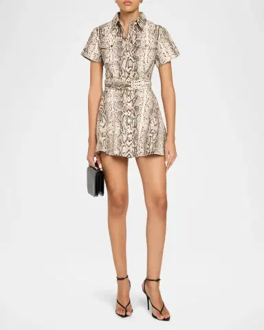 Cara Cara Walter Snakeskin-Printed Cotton Canvas Mini Dress | Thumbnail 2 Cara Cara Walter Snakeskin-Printed Cotton Canvas Mini Dress | Thumbnail 2