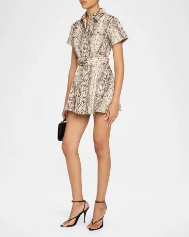 Cara Cara Walter Snakeskin-Printed Cotton Canvas Mini Dress | Thumbnail 4 Cara Cara Walter Snakeskin-Printed Cotton Canvas Mini Dress | Thumbnail 4