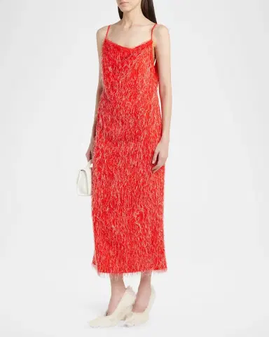Bottega Veneta Viscose Fil Coupe Fringed Backless Midi Slip Dress | Thumbnail 4 Bottega Veneta Viscose Fil Coupe Fringed Backless Midi Slip Dress | Thumbnail 4