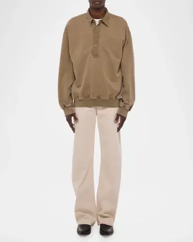 Helmut Lang Men's Terry Long-Sleeve Polo Shirt | Thumbnail 2 Helmut Lang Men's Terry Long-Sleeve Polo Shirt | Thumbnail 2
