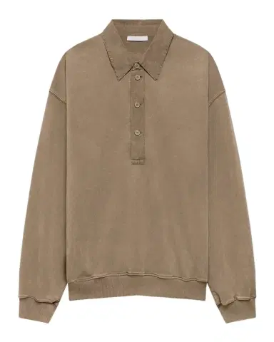 Helmut Lang Men's Terry Long-Sleeve Polo Shirt | Thumbnail 1 Helmut Lang Men's Terry Long-Sleeve Polo Shirt | Thumbnail 1