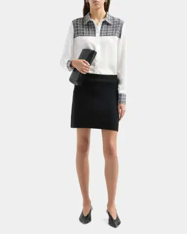 Misook Check-Trimmed Blouse | Thumbnail 2 Misook Check-Trimmed Blouse | Thumbnail 2