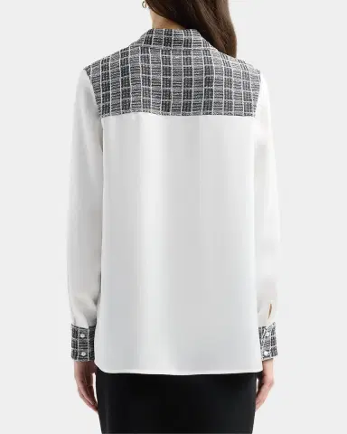 Misook Check-Trimmed Blouse | Thumbnail 3 Misook Check-Trimmed Blouse | Thumbnail 3