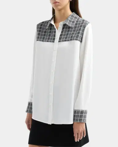 Misook Check-Trimmed Blouse | Thumbnail 4 Misook Check-Trimmed Blouse | Thumbnail 4
