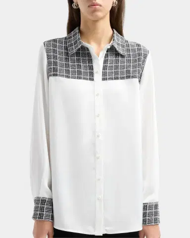 Misook Check-Trimmed Blouse | Thumbnail 5 Misook Check-Trimmed Blouse | Thumbnail 5