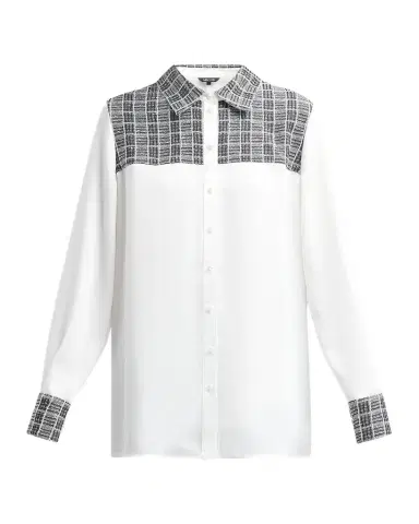 Misook Check-Trimmed Blouse | Thumbnail 1 Misook Check-Trimmed Blouse | Thumbnail 1