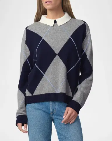 Joe's Jeans The Jude Argyle Wool-Blend Collared Sweater | Thumbnail 4 Joe's Jeans The Jude Argyle Wool-Blend Collared Sweater | Thumbnail 4