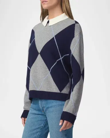Joe's Jeans The Jude Argyle Wool-Blend Collared Sweater | Thumbnail 6 Joe's Jeans The Jude Argyle Wool-Blend Collared Sweater | Thumbnail 6