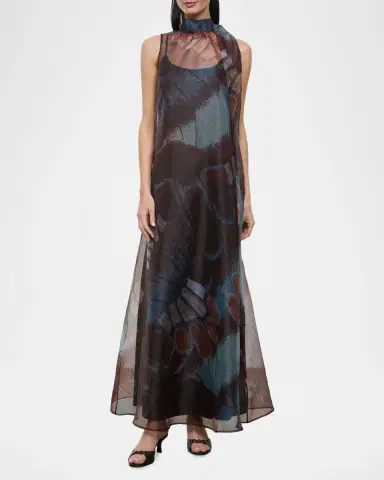 Staud Albee Butterfly Tie-Neck Maxi Dress | Thumbnail 2 Staud Albee Butterfly Tie-Neck Maxi Dress | Thumbnail 2