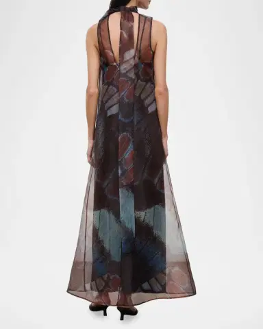Staud Albee Butterfly Tie-Neck Maxi Dress | Thumbnail 3 Staud Albee Butterfly Tie-Neck Maxi Dress | Thumbnail 3
