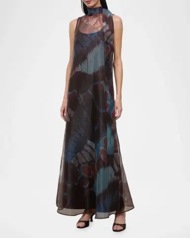 Staud Albee Butterfly Tie-Neck Maxi Dress | Thumbnail 4 Staud Albee Butterfly Tie-Neck Maxi Dress | Thumbnail 4