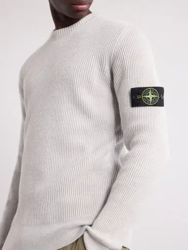 Stone Island Logo-Appliquéd Ribbed Virgin Wool Sweater - Men | Thumbnail 5 Stone Island Logo-Appliquéd Ribbed Virgin Wool Sweater - Men | Thumbnail 5