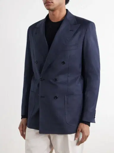 Kiton Double-Breasted Cotton-Twill Blazer - Men | Thumbnail 3 Kiton Double-Breasted Cotton-Twill Blazer - Men | Thumbnail 3