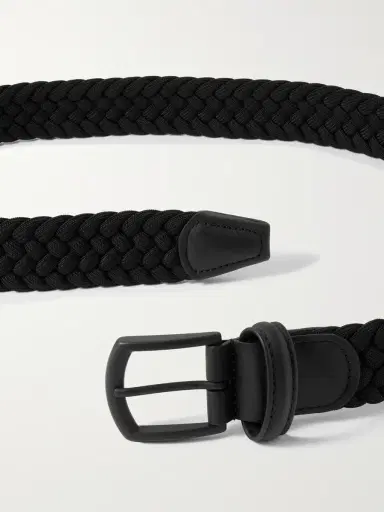 Anderson's 3.5cm Leather-Trimmed Woven Elastic Belt - Men | Thumbnail 2 Anderson's 3.5cm Leather-Trimmed Woven Elastic Belt - Men | Thumbnail 2