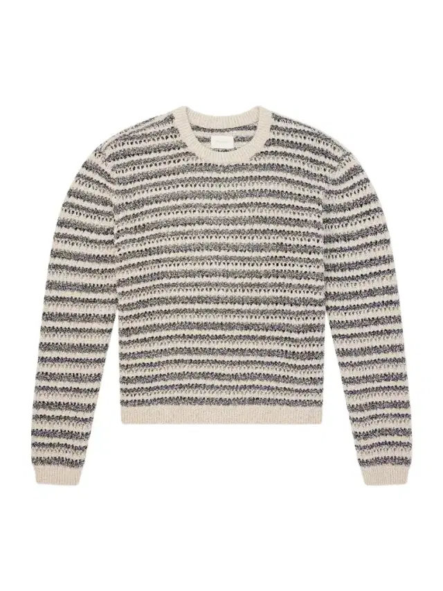 Striped Open-Knit Cotton-Blend Sweater - Men Striped Open-Knit Cotton-Blend Sweater - Men