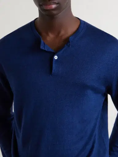 Anderson & Sheppard Linen Henley Sweater - Men | Thumbnail 5 Anderson & Sheppard Linen Henley Sweater - Men | Thumbnail 5