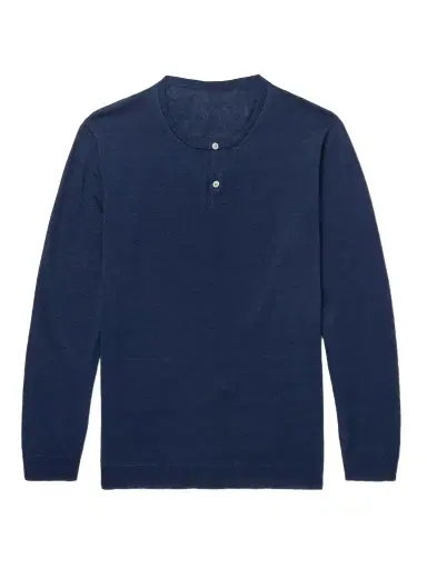 Anderson & Sheppard Linen Henley Sweater - Men | Thumbnail 1 Anderson & Sheppard Linen Henley Sweater - Men | Thumbnail 1