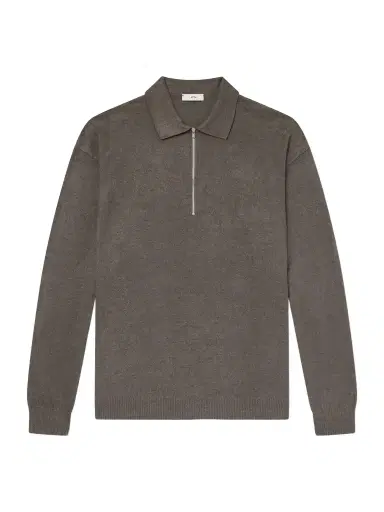 ATON Linen and Cotton-Blend Half-Zip Polo Sweater - Men | Thumbnail 1 ATON Linen and Cotton-Blend Half-Zip Polo Sweater - Men | Thumbnail 1