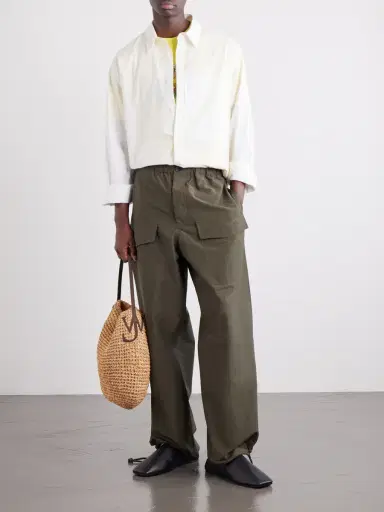 JW Anderson Bulb Leather-Trimmed Raffia Tote Bag - Men | Thumbnail 2 JW Anderson Bulb Leather-Trimmed Raffia Tote Bag - Men | Thumbnail 2