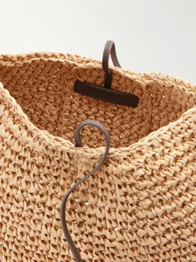 JW Anderson Bulb Leather-Trimmed Raffia Tote Bag - Men | Thumbnail 6 JW Anderson Bulb Leather-Trimmed Raffia Tote Bag - Men | Thumbnail 6