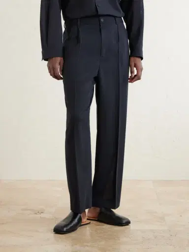 ATON Straight-Leg Pleated Wool-Gauze Trousers - Men | Thumbnail 3 ATON Straight-Leg Pleated Wool-Gauze Trousers - Men | Thumbnail 3