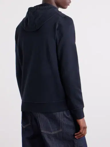 Stone Island Logo-Appliquéd Garment-Dyed Cotton-Fleece Hoodie - Men | Thumbnail 4 Stone Island Logo-Appliquéd Garment-Dyed Cotton-Fleece Hoodie - Men | Thumbnail 4