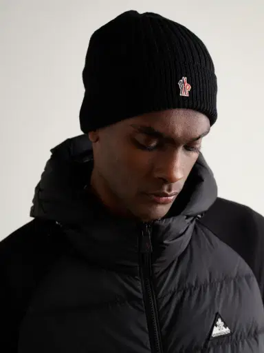 Moncler Grenoble Logo-Appliquéd Ribbed Virgin Wool Beanie - Men | Thumbnail 2 Moncler Grenoble Logo-Appliquéd Ribbed Virgin Wool Beanie - Men | Thumbnail 2