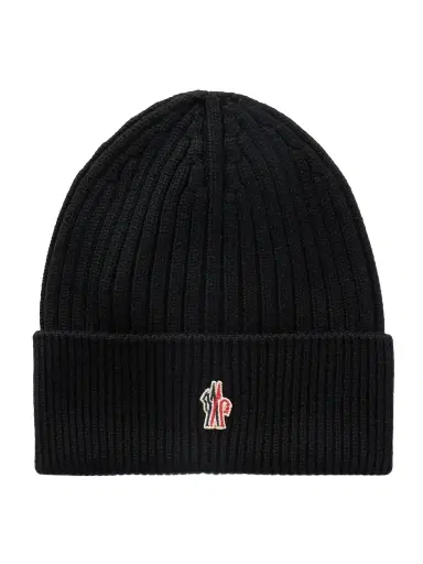 Moncler Grenoble Logo-Appliquéd Ribbed Virgin Wool Beanie - Men | Thumbnail 1 Moncler Grenoble Logo-Appliquéd Ribbed Virgin Wool Beanie - Men | Thumbnail 1