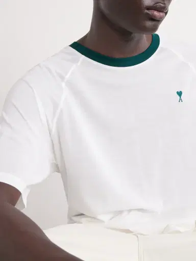 AMI PARIS Logo-Embroidered Cotton-Jersey T-Shirt - Men | Thumbnail 5 AMI PARIS Logo-Embroidered Cotton-Jersey T-Shirt - Men | Thumbnail 5