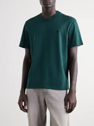 AMI PARIS Logo-Embroidered Cotton-Jersey T-Shirt - Men | Thumbnail 3 AMI PARIS Logo-Embroidered Cotton-Jersey T-Shirt - Men | Thumbnail 3